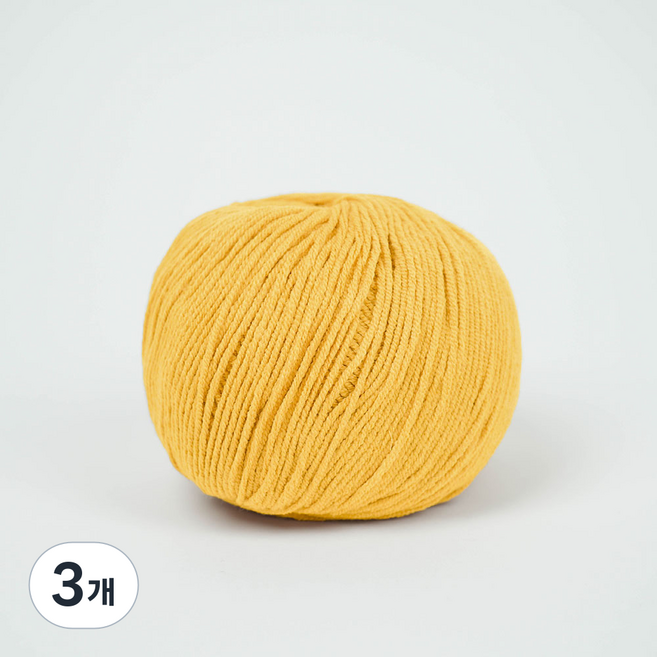 Ancalls Thin Rolly 棉質 3ply 編織線 45g, 3個, TH20 黃色