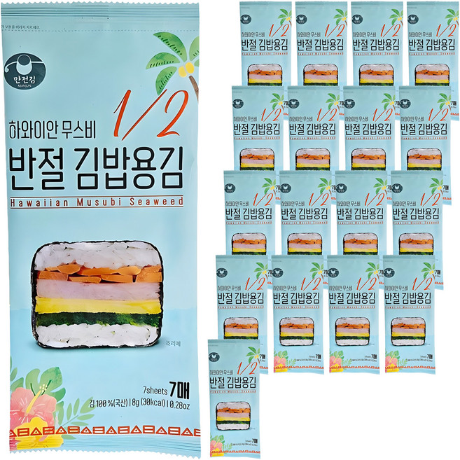 만전김 반절 김밥용 김 리필 7p, 8g, 18개