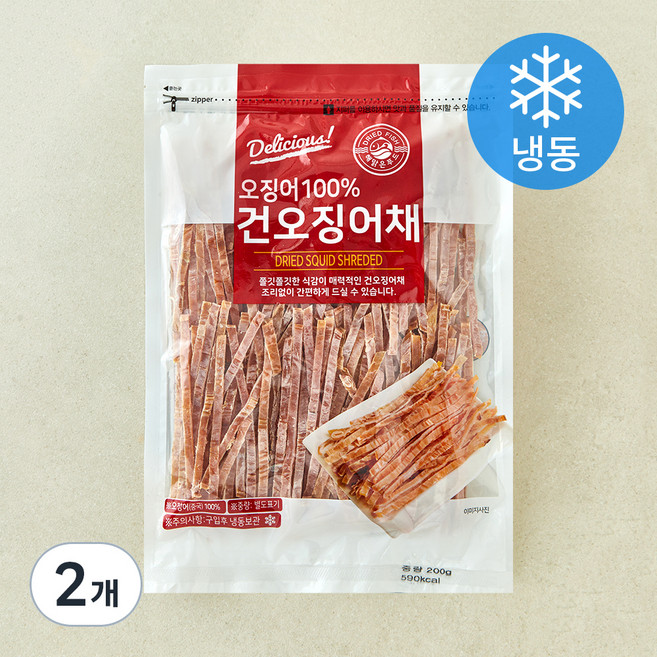해맑은푸드 건오징어 채 (냉동), 200g, 2개