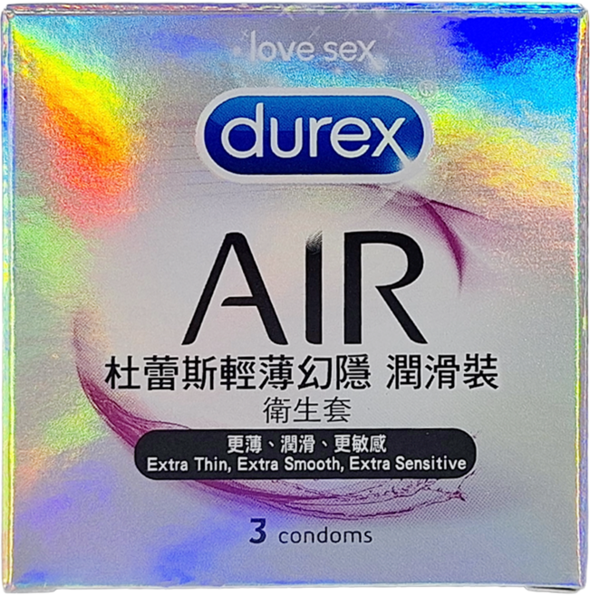 durex 杜蕾斯 AIR輕薄幻隱潤滑裝衛生套, 3個, 1盒