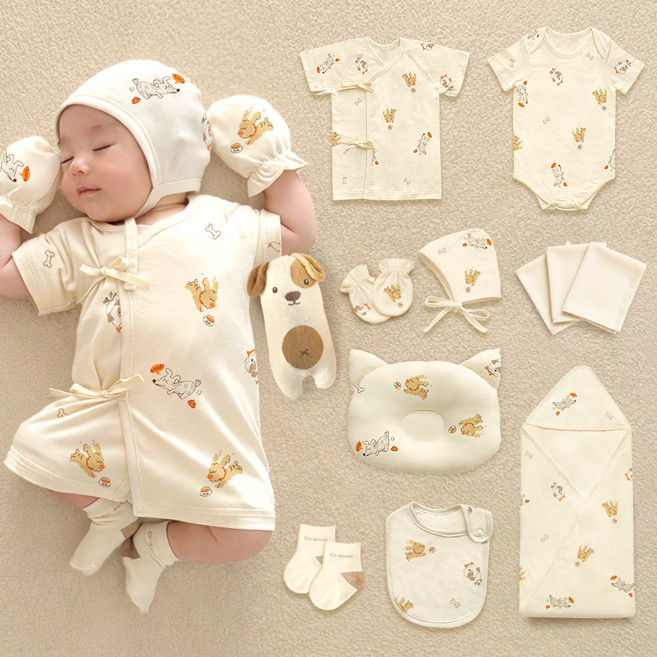 ikii 신생아용 오가닉 배냇저고리 반소매 12종 출산 선물 세트