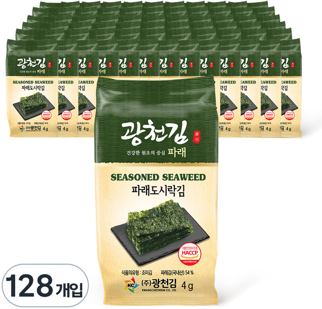 광천김 파래 도시락김, 4g, 128개