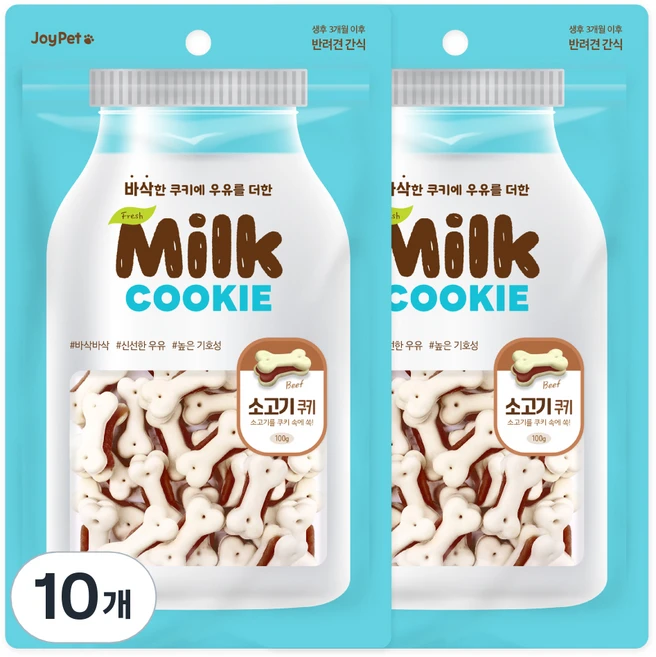 조이펫 강아지 밀크 쿠키 간식, 소고기, 100g, 10개 - 쿠팡