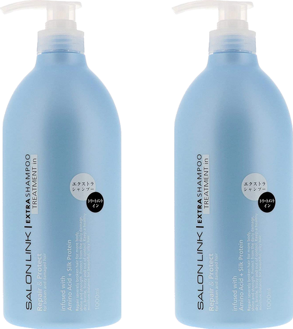 KUMANO 熊野油脂 無矽靈胺基酸保濕修護沙龍洗潤二合一洗髮精, 1L, 2瓶