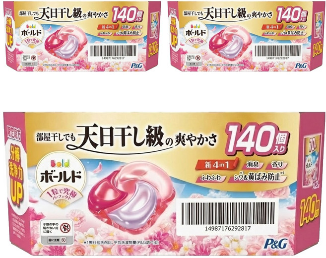 Bold 4D 碳酸機能洗衣膠球 陽光花香, 70顆, 1.24kg, 6袋