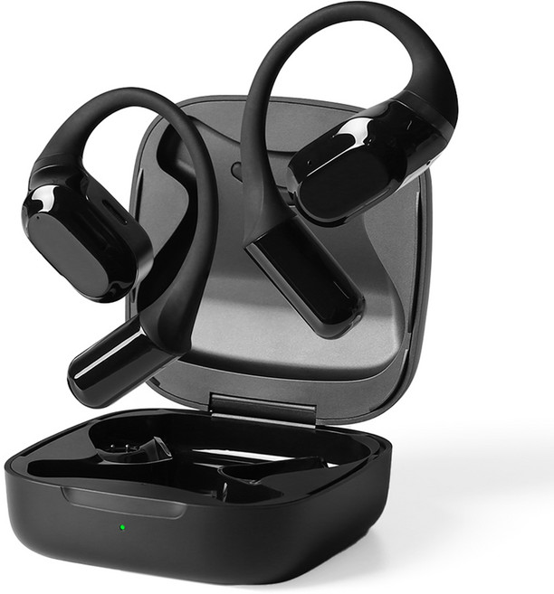 펭카 블루투스 오픈 귀걸이형 스포츠 노이즈 캔슬링 멀티페어링 고음질 무선 이어폰, LiteEar1004, 블랙