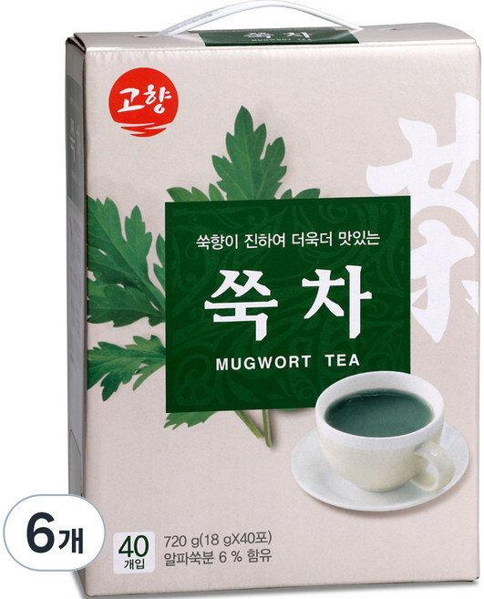 고향 쑥차, 18g, 40개입, 6개