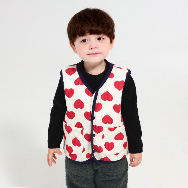 베리메이 아동용 보들 하트 이중지 보온 조끼