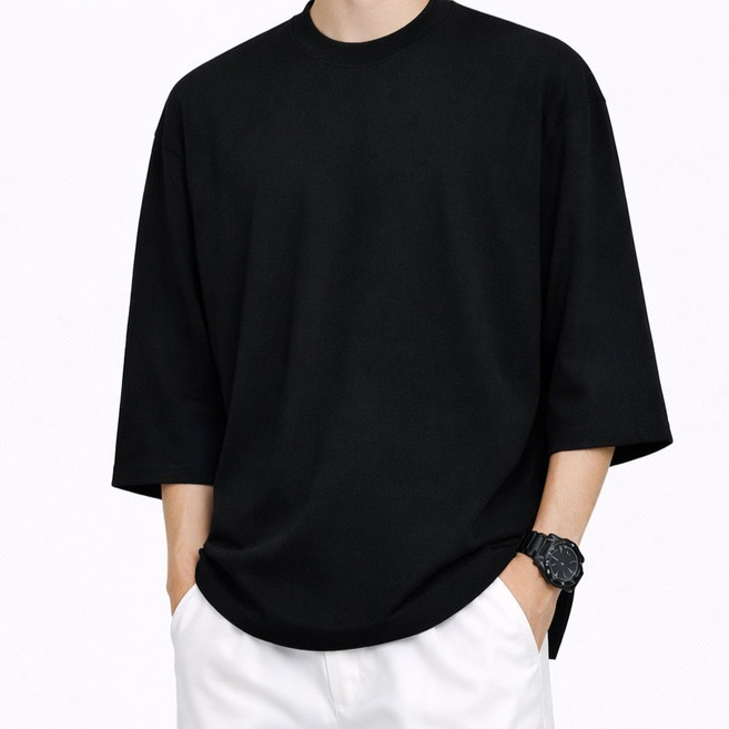 Guystory 男款素色圓領Cooper七分袖T恤