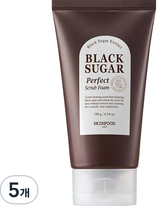 스킨푸드 블랙슈가 퍼펙트 스크럽 폼, 180g, 5개 - 쿠팡