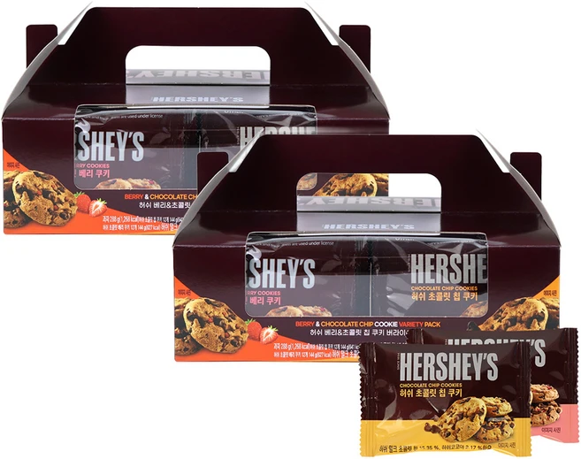 허쉬 베리 12g x 12p + 초콜릿 칩 쿠키 12g x 12p 버라이어티팩, 288g, 2세트 - 쿠팡