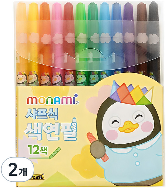 모나미 펭수 샤프식 색연필, 12색, 2개