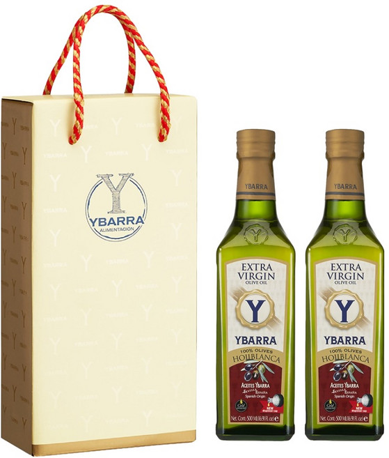 YBARRA 單一品種HOJIBLANCA特級初榨冷壓橄欖油 雙入禮盒組, 1000ml, 1組