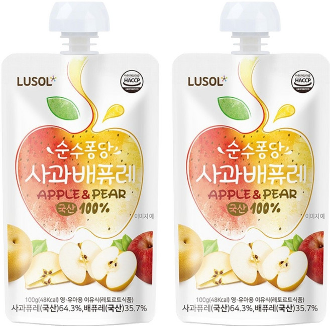 LUSOL 果泥 水梨蘋果, 100g, 2包