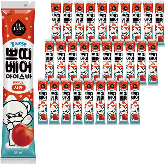 엘제이드 얼려먹는 쁘띠베어 아이스바 사과, 35ml, 90개