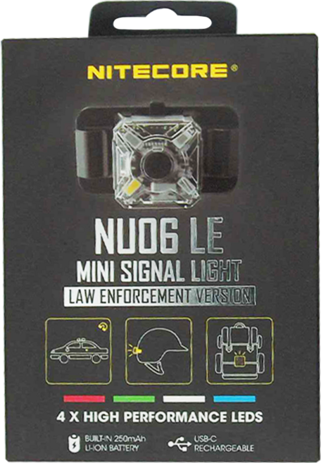NITECORE 奈特科爾 NU06 LE 執法版 4 X 高性能 LED USB-C充電, 多功能信號燈 黑色, 1個