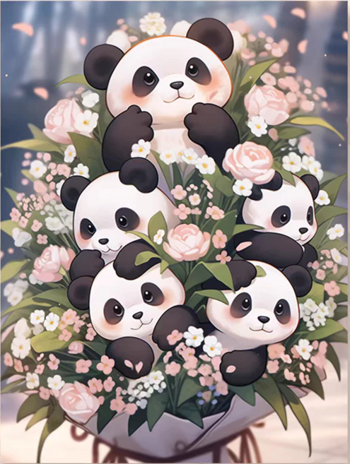 創彩 5D鑽石畫 40x30cm, 貓熊, 1個