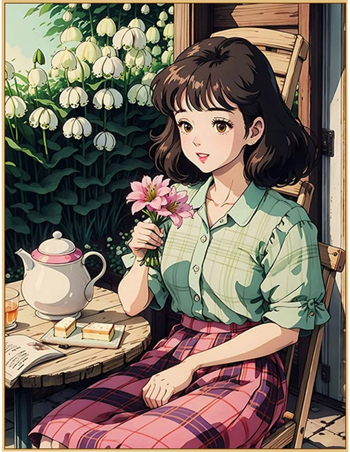 創彩 鑽石畫 ZSD3496, 捧花女孩, 1個