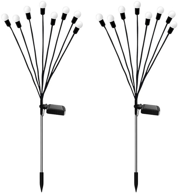 太陽能螢火蟲庭院燈2件組, 1組, 黑色