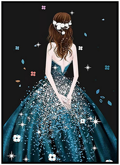 創彩 鑽石畫 40 x 30cm, 星海禮服 黑色 + 深藍色, 1個