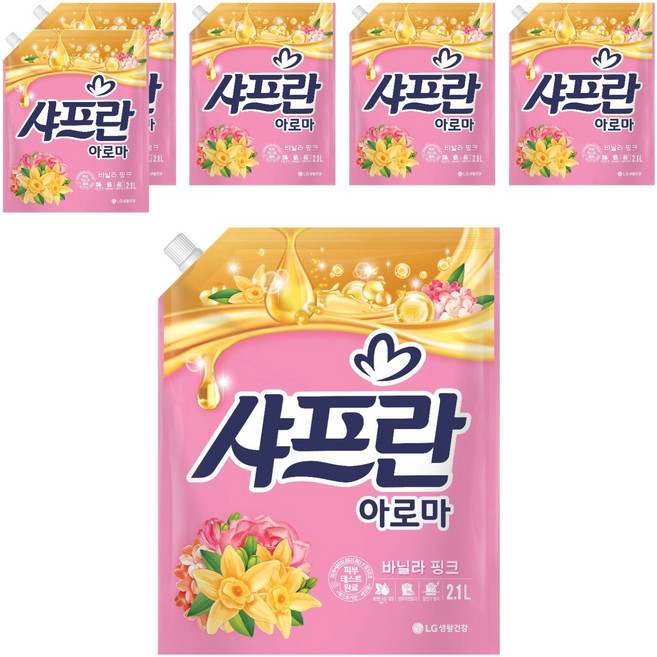 샤프란 아로마 섬유유연제 바닐라 핑크 리필, 2.1L, 6개