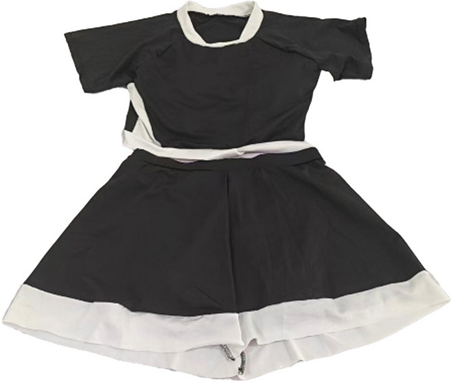 메이첼 테니스 트레이닝 비치웨어 투피스 수영복 02706, 블랙