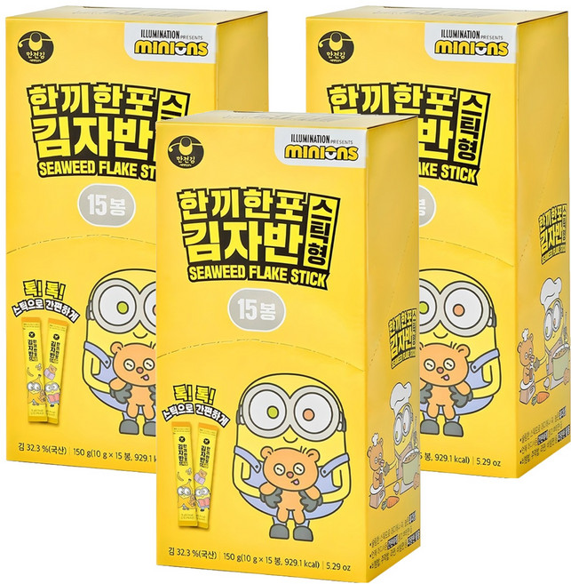 만전김 미니언즈 한끼한포 스틱 김자반, 150g, 3개