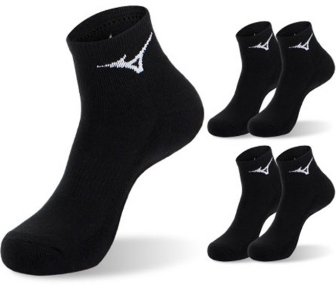 미즈노 러쉬 더블 쿠션 단목 양말, 블랙, 5개