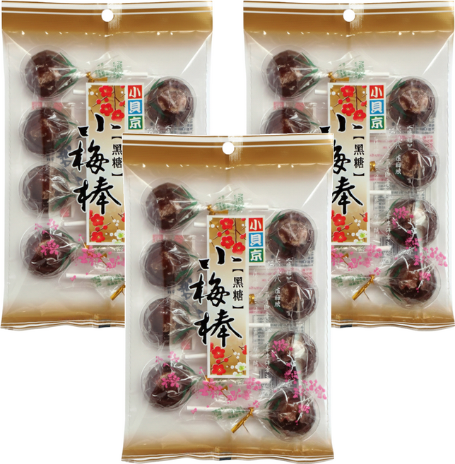 小貝京 黑糖小梅棒, 112g, 3袋