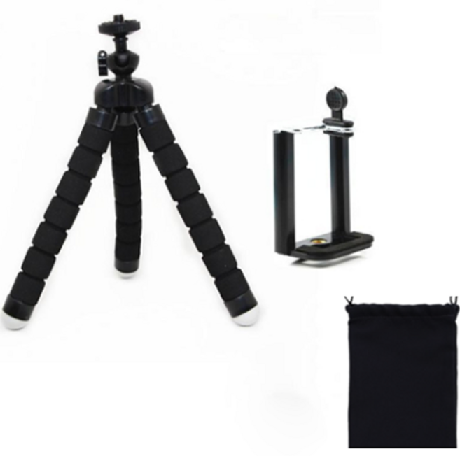 팬텀 360도 미니 옥토퍼스 스폰지 스마트폰 촬영 삼각대 + 파우치, 블랙, 1개