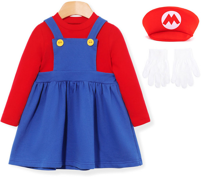 오즈키즈 아동용 마리오 오버롤 스커트 세트