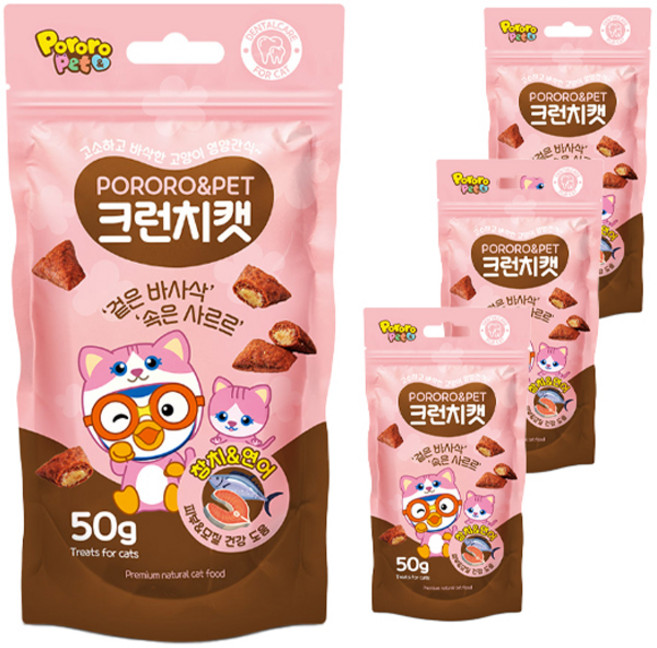 뽀로로펫 크런치캣 간식, 참치 + 연어 혼합맛, 50g, 4개
