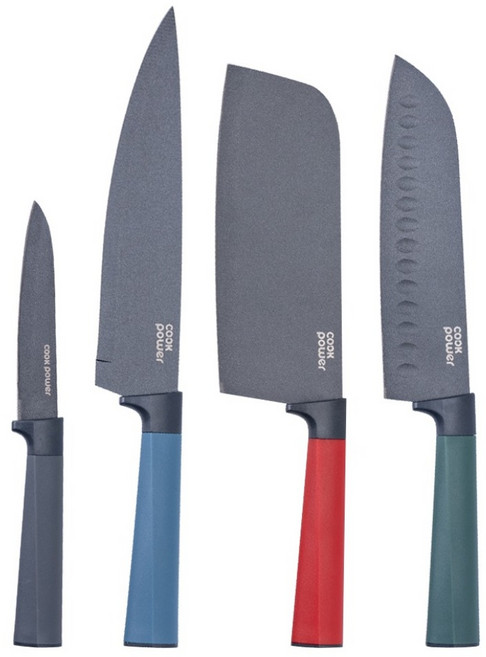 cook power 鍋寶 黑鑽匠鋒萬用刀具4件組 WP-4404, 1套, 三德刀 + 切刀 + 主廚刀 + 萬用刀