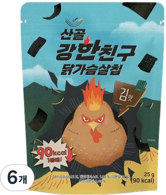에코맘의산골이유식 산골 강한친구 닭가슴살칩, 25g, 6개, 김맛