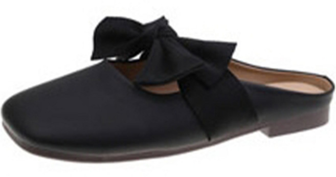 shoes& 女性可愛蝴蝶結穆勒鞋 SN299, 黑色, 230