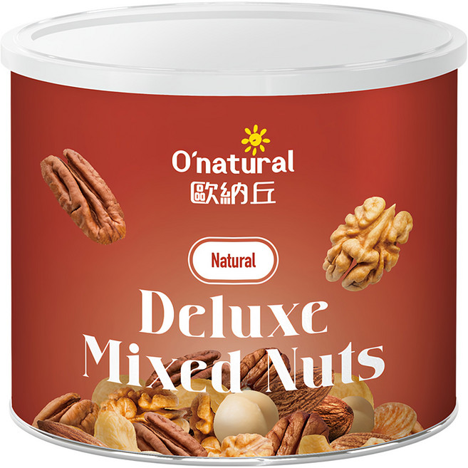 O'natural 歐納丘 Deluxe 典藏五堅果 低溫烘焙 富含膳食纖維, 150g, 1罐