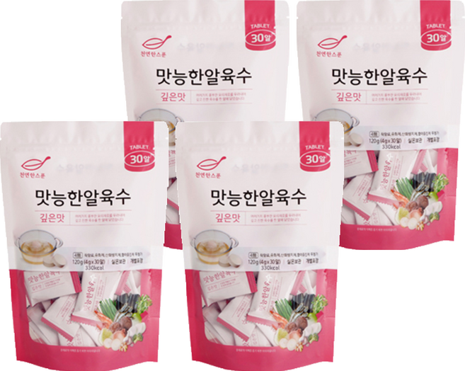 천연한스푼 맛능한알육수 깊은맛, 120g, 4개