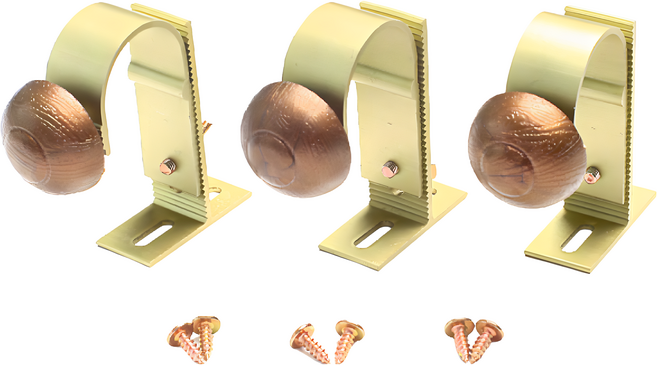 휴안 커튼봉 높이 조절 브라켓 35mm 3p + 나사 6p, 골드, 1세트