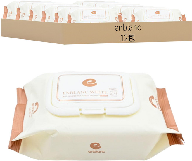 enblanc 輕厚蓮花 純水濕紙巾 掀蓋型, 70gsm, 24張, 12包