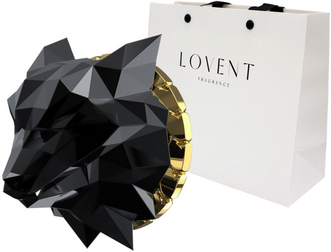 로벤트 늑대 차량용 방향제 블랙골드 블랙체리향 + 쇼핑백, 1개, 과일/트로피칼향