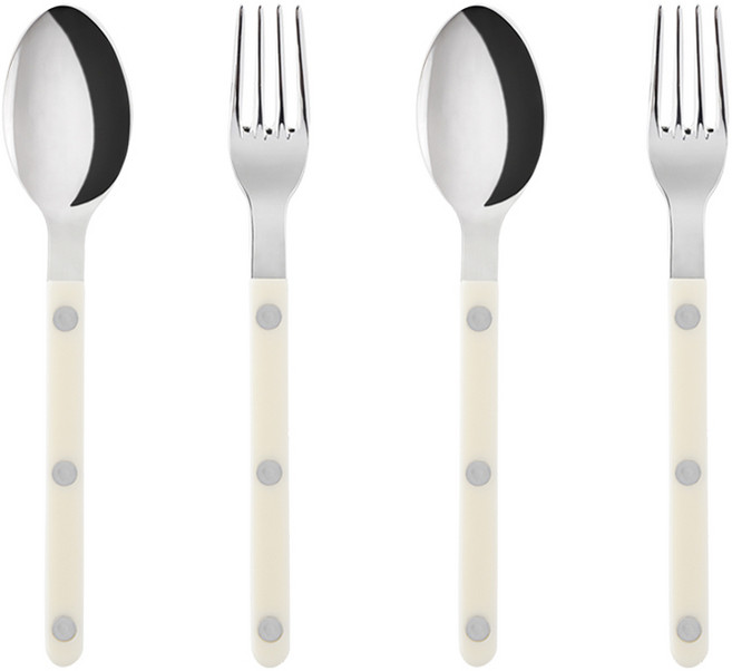 사브르 비스트로 솔리드 유아동 커트러리 세트, 샤이니 + 아이보리, 스푼 + 포크, 2세트