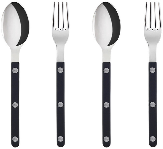 사브르 비스트로 티스푼 + 케이크 포크 세트, 샤이니 + 블랙, 스푼 + 포크, 2세트