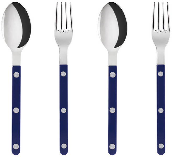 사브르 비스트로 티스푼 + 케이크 포크 세트, 샤이니 + 네이비블루, 스푼 + 포크, 2세트