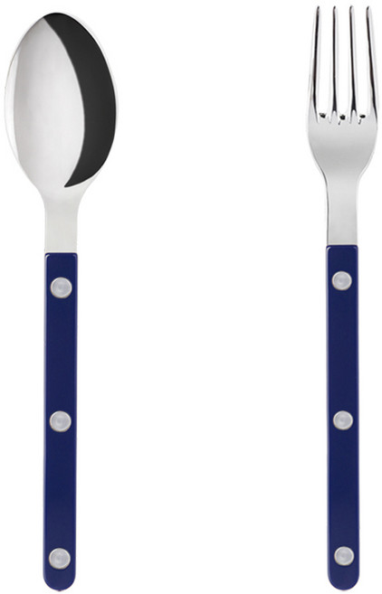 사브르 비스트로 솔리드 유아동 스푼 포크 세트, 샤이니 + 네이비블루, 스푼 + 포크, 1세트