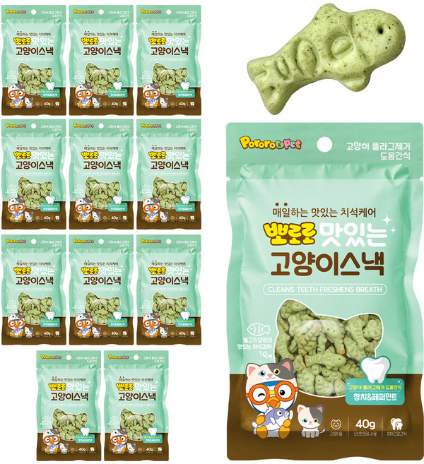 에이비에스엘 뽀로로 맛있는 고양이 스낵, 혼합맛(참치/페퍼민트), 40g, 12개