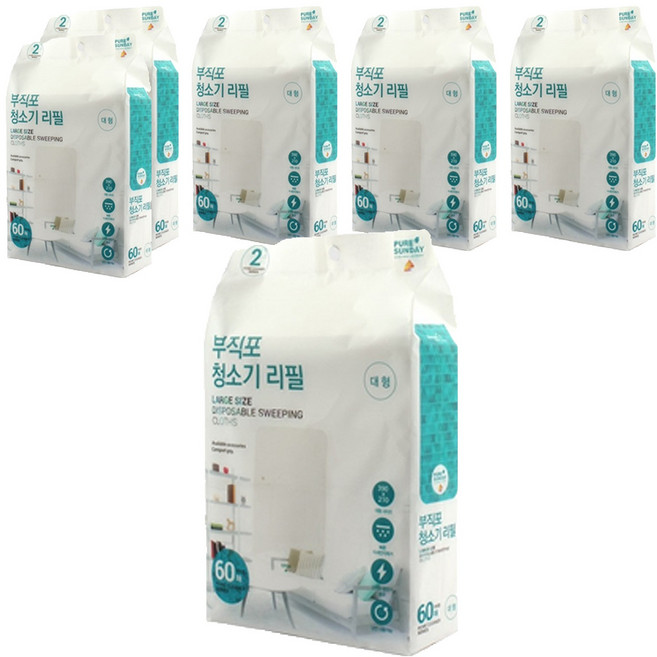 선우랜드 프리미엄 부직포청소기 리필, 6개