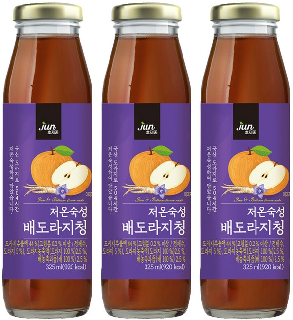 호재준 저온숙성 배도라지청, 325ml, 3개