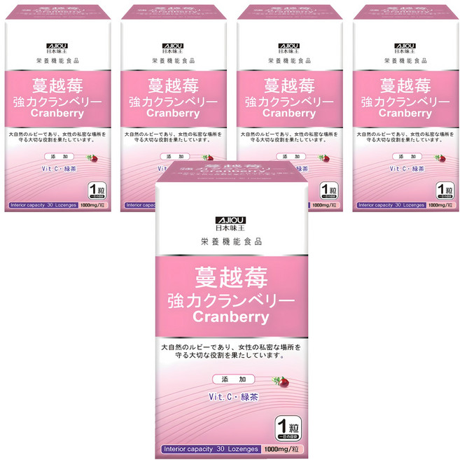 AJIOU 日本味王 強效蔓越莓錠, 1g, 30錠, 5盒