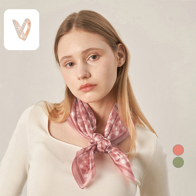 페이퍼먼츠 하트앤도트 실키 쁘띠 스카프 + 스카프링 B 세트 12484