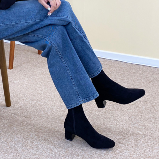 슈카르페 여성용 스판 스웨이드 앵클부츠 5cm